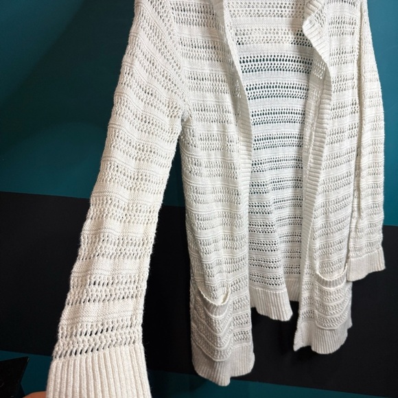 Eddie Bauer White Cardigan linen/cotton hooded size L - Picture 6 of 16